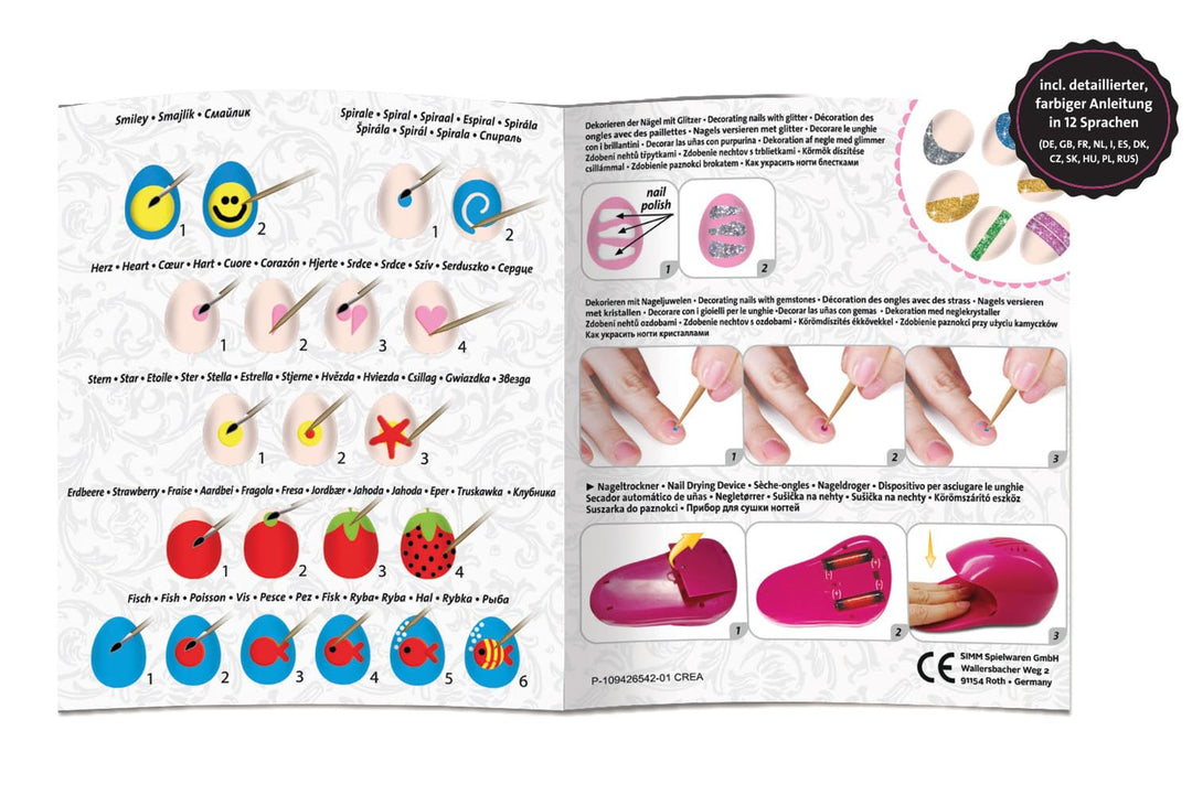 Lena 42654 42654EC Super Mani Pedi Nail Salon, 4 in 1 Nagelstudio für Kinderhände, Komplettset zum V