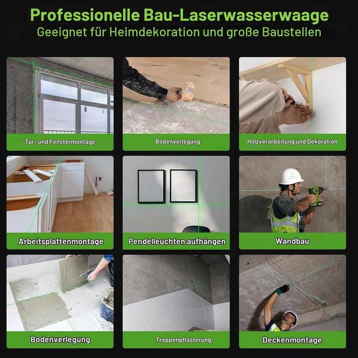 Huepar W04CG 8RG 4D Laser-Wasserwaage mit Laserdetektor, LCD-Display Laser-Wasserwaage mit drehbarer