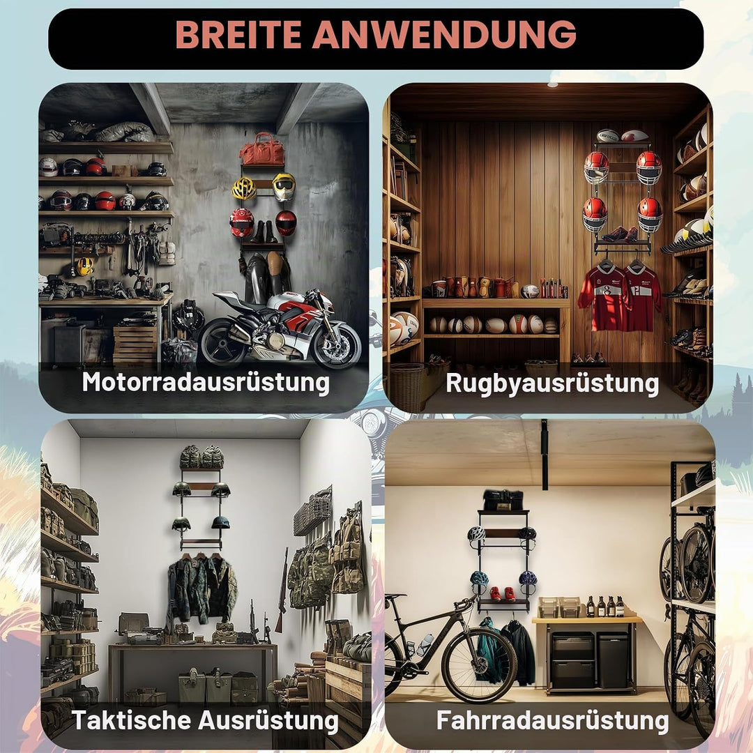 Helm Halterung-Motorradhelm Halterung Wand 4er Set, Motorradhalterung Plattenständer Display Organiz