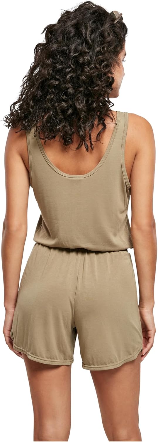 Urban Classics Damen Ladies Short Sleevless Modal Jumpsuit T-Shirt XS Khaki, XS Khaki