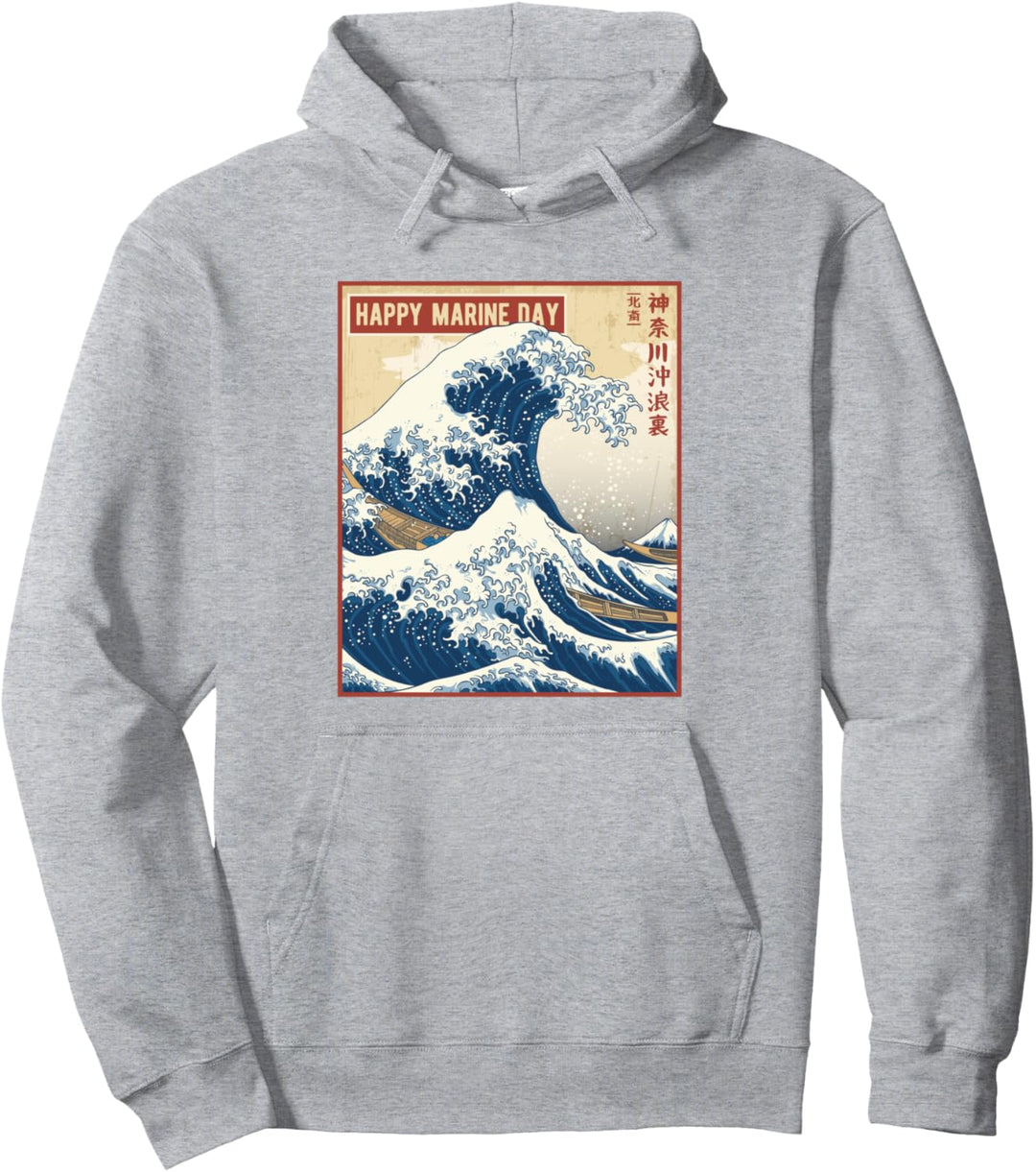 Grosse Welle weg vom japanischen Marine Day Kanagawa Pullover Hoodie