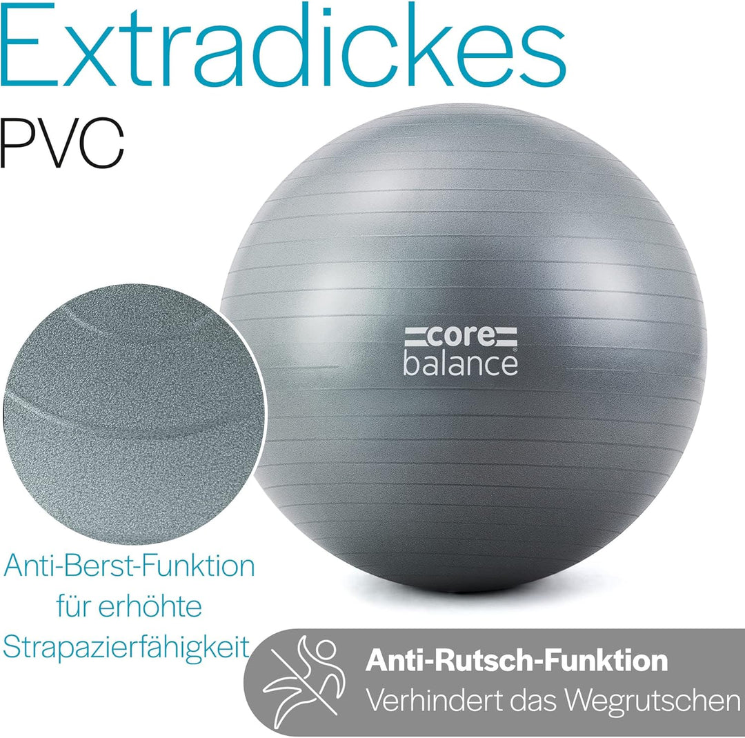 Core Balance, berstsicherer Gymnastikball - für Fitness Yoga Schwangerschaft - 55cm 65cm 75cm 85cm -