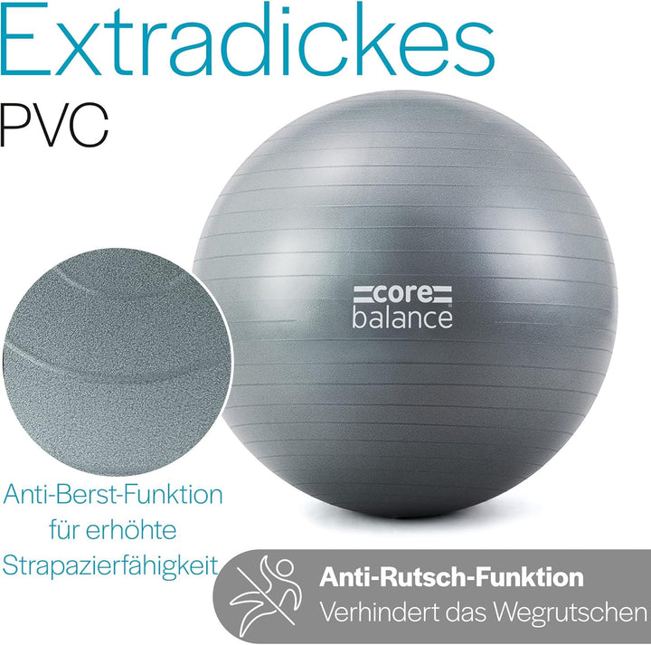 Core Balance, berstsicherer Gymnastikball - für Fitness Yoga Schwangerschaft - 55cm 65cm 75cm 85cm -