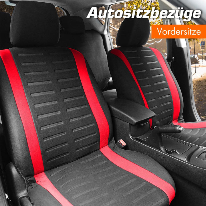 Upgrade4cars Autositzbezüge Set für die Vordersitze | Auto-Schonbezüge Universal in Rot Vordersitze