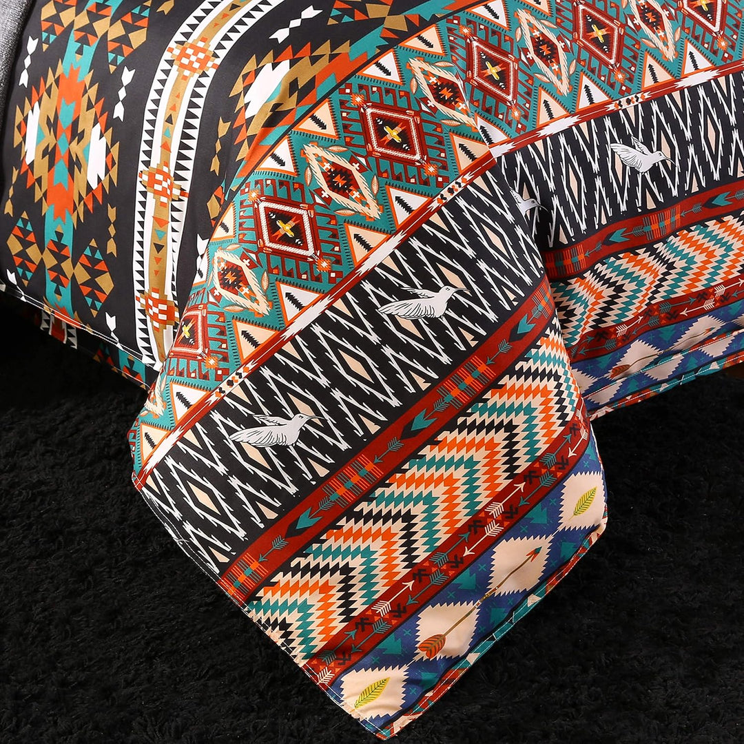 Bohemia Bettbezug 200 x 200 Ethnische Jahrgang Boho Exotisch Bettwäsche-Set 3 Stück bunte schicke fl