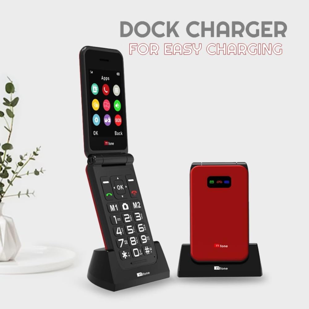 TTfone TT760 Klapptelefon 4G mit Grossen Tasten für Senioren und Notruf-Taste - Entsperrtes Grundleg