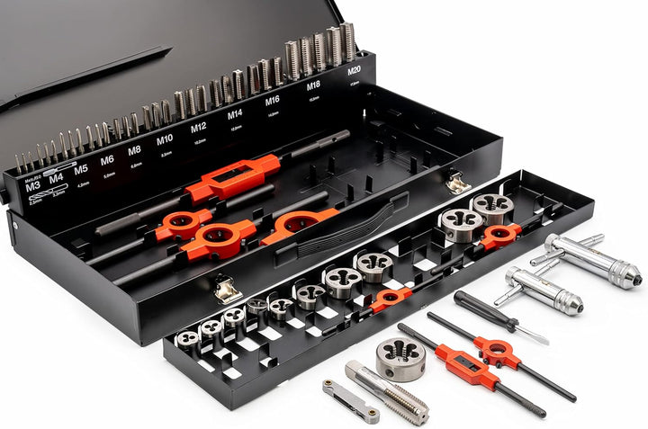 BAER Gewindeschneider Set HSS: Handgewindebohrer - Schneideisen - Betätigungswerkzeuge: M 3 - M 20 -