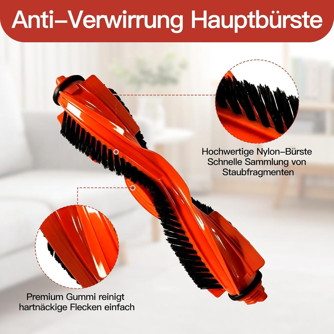 18 Stück Zubehör für Xiaomi S40C Saugroboter Ersatzteile, 1 Hauptbürste, 6 Seitenbürsten, 6 Wischpad