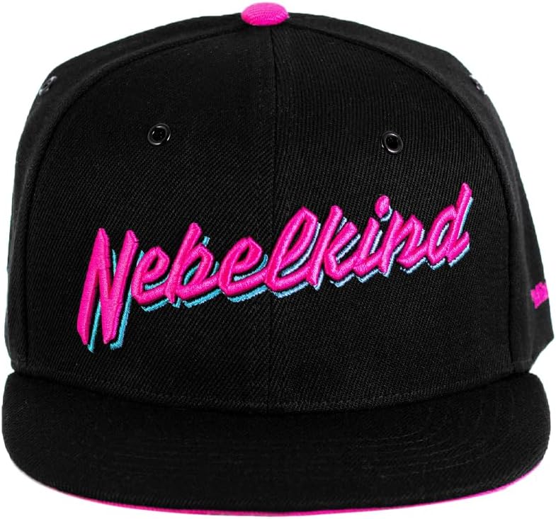 Nebelkind Snapback Cap Miami Schwarz Pink Lila Synthwave Retro Cyberpunk Grössenverstellbar Unisex O