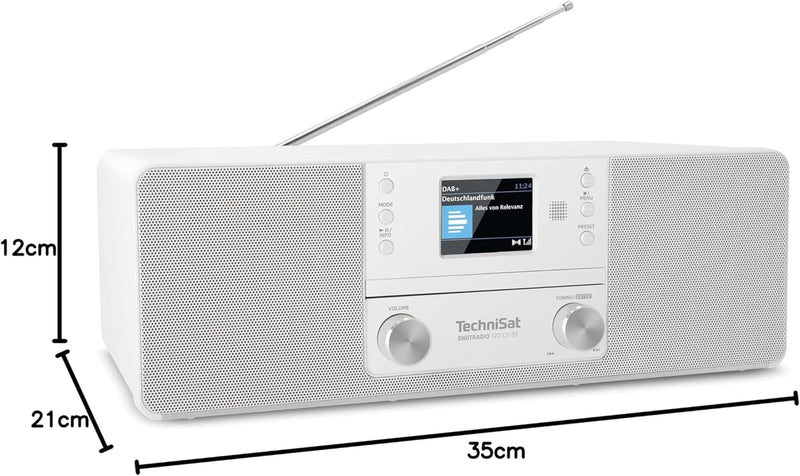 TechniSat DIGITRADIO 370 CD BT - Stereo Digitalradio (DAB+, UKW, CD-Player, Bluetooth, Farbdisplay,