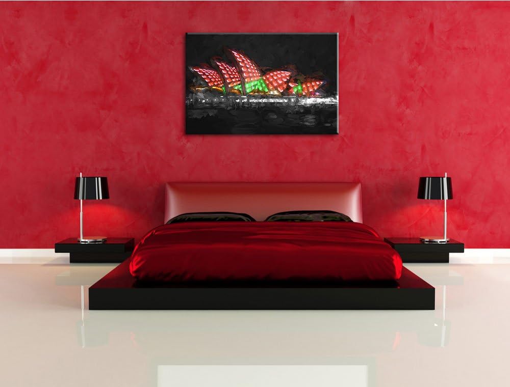 Dark beeindruckendes Sydney Opera House bei Nacht schwarz/weiss Deluxe Format: 100x70 cm auf Leinwan