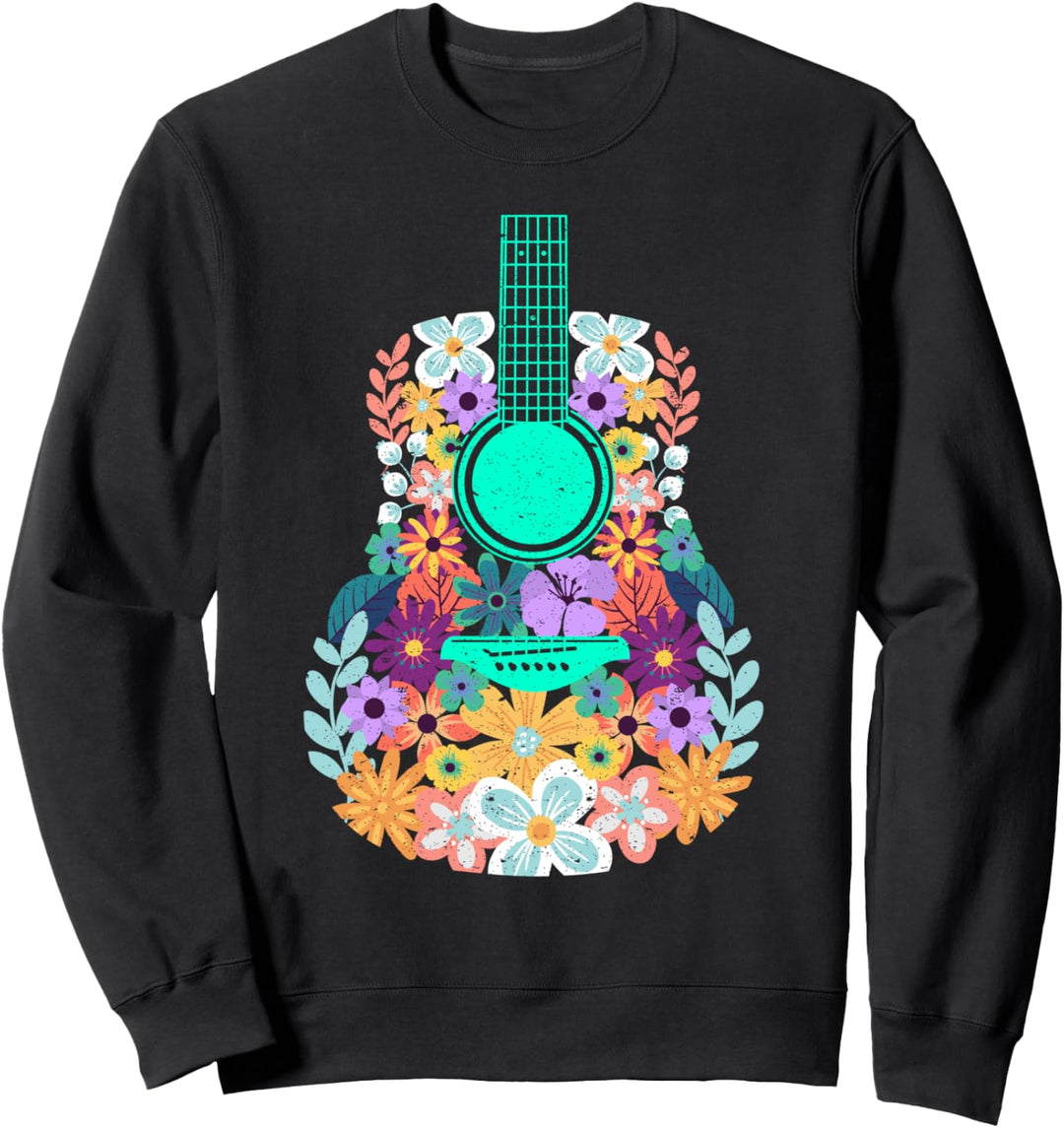 Gitarrenblumen Blumenmusik Festival Glück positiv Sweatshirt