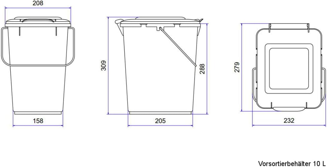 plasteo/Weber Bio Boy 10 Liter mit Deckel und Henkel – Grau – Langlebig und leicht Abwaschbar – Als