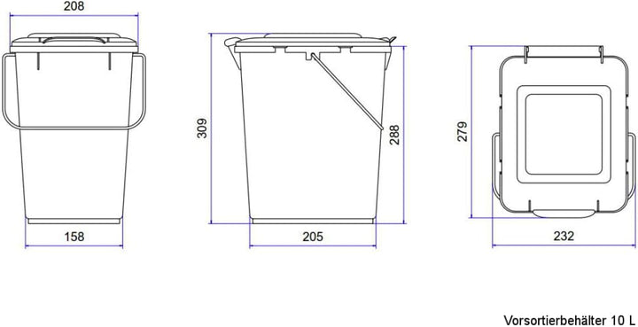 plasteo/Weber Bio Boy 10 Liter mit Deckel und Henkel – Grau – Langlebig und leicht Abwaschbar – Als
