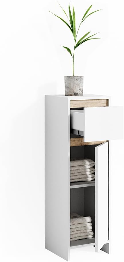 Vicco Midischrank Emma, Weiss/Sonoma, 30 x 95 cm Midi-Schrank, Midi-Schrank