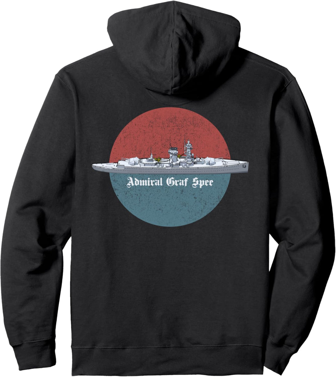 Admiral Graf Spee Deutsches WW2 Panzerschiff Vintage Szene Pullover Hoodie