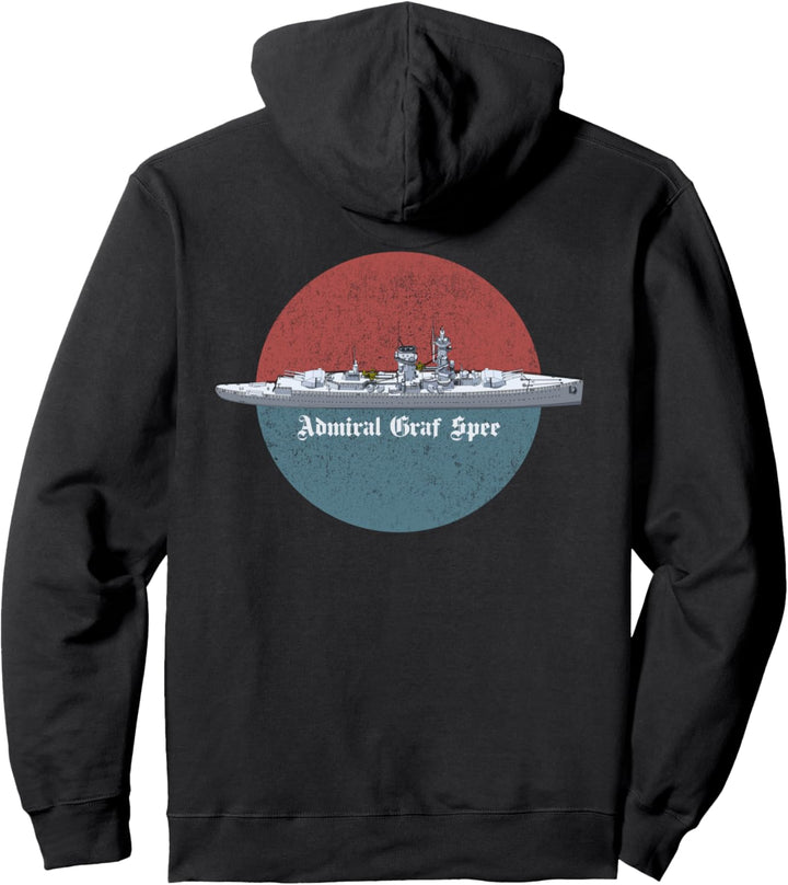 Admiral Graf Spee Deutsches WW2 Panzerschiff Vintage Szene Pullover Hoodie