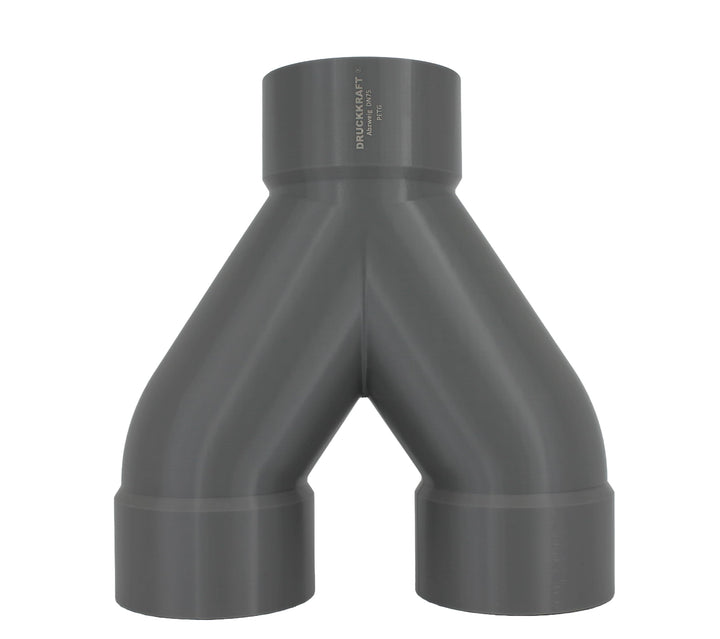 DRUCKKRAFT Y-Verteiler DN75 Muffe → 2× DN75 Muffe | 3-Wege Rohrverteiler für Werkstatt Absaugung | H