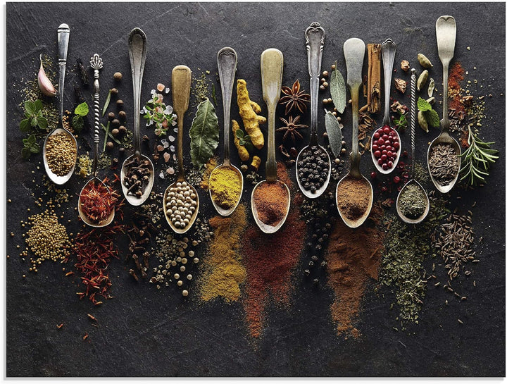ARTland Glasbilder Wandbild Glas Bild einteilig 60x45 cm Querformat Küchenbilder Gewürze Schiefer Kr
