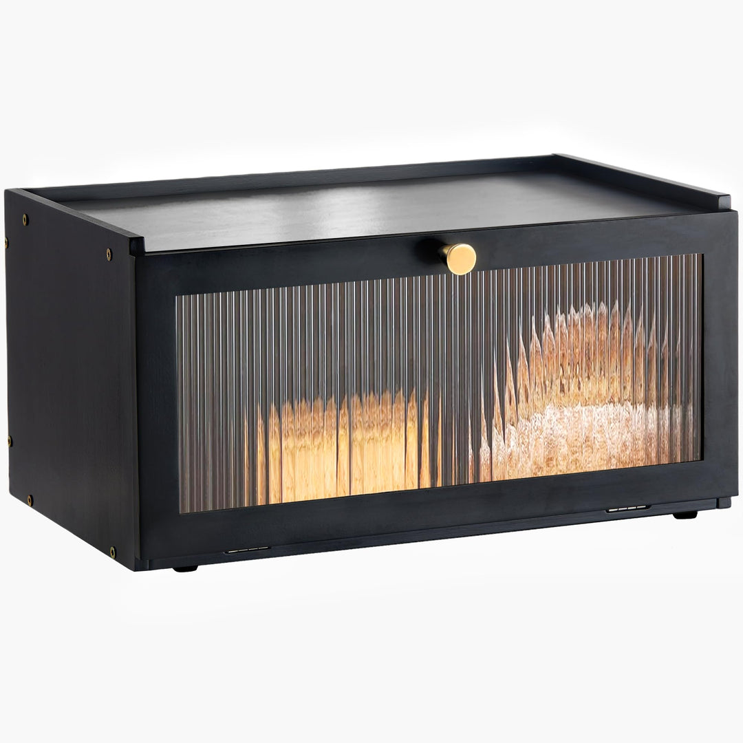 Bambus Brotkasten schwarz Holz Brotkästen - Brotbox zur Brotaufbewahrung Stylischer Bread Box 40 x 2