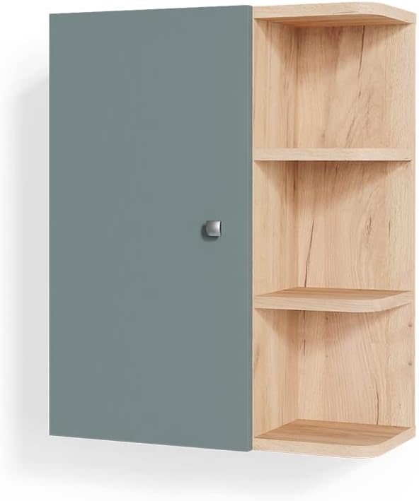 Vicco Badschrank Fynn, Grün/Goldkraft Eiche, 47.2 x 59.2 cm, Grün
