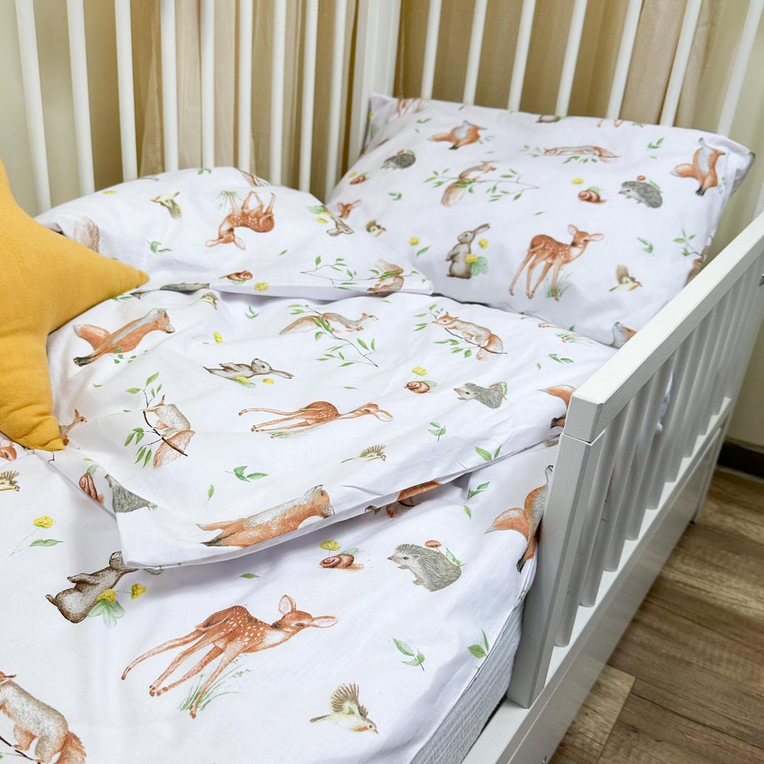 Kinderbettwäsche 90x120 + 40x60 | 100% Baumwolle Weiche &amp; Farbenfrohe Bettwäsche für Babys | Mädchen
