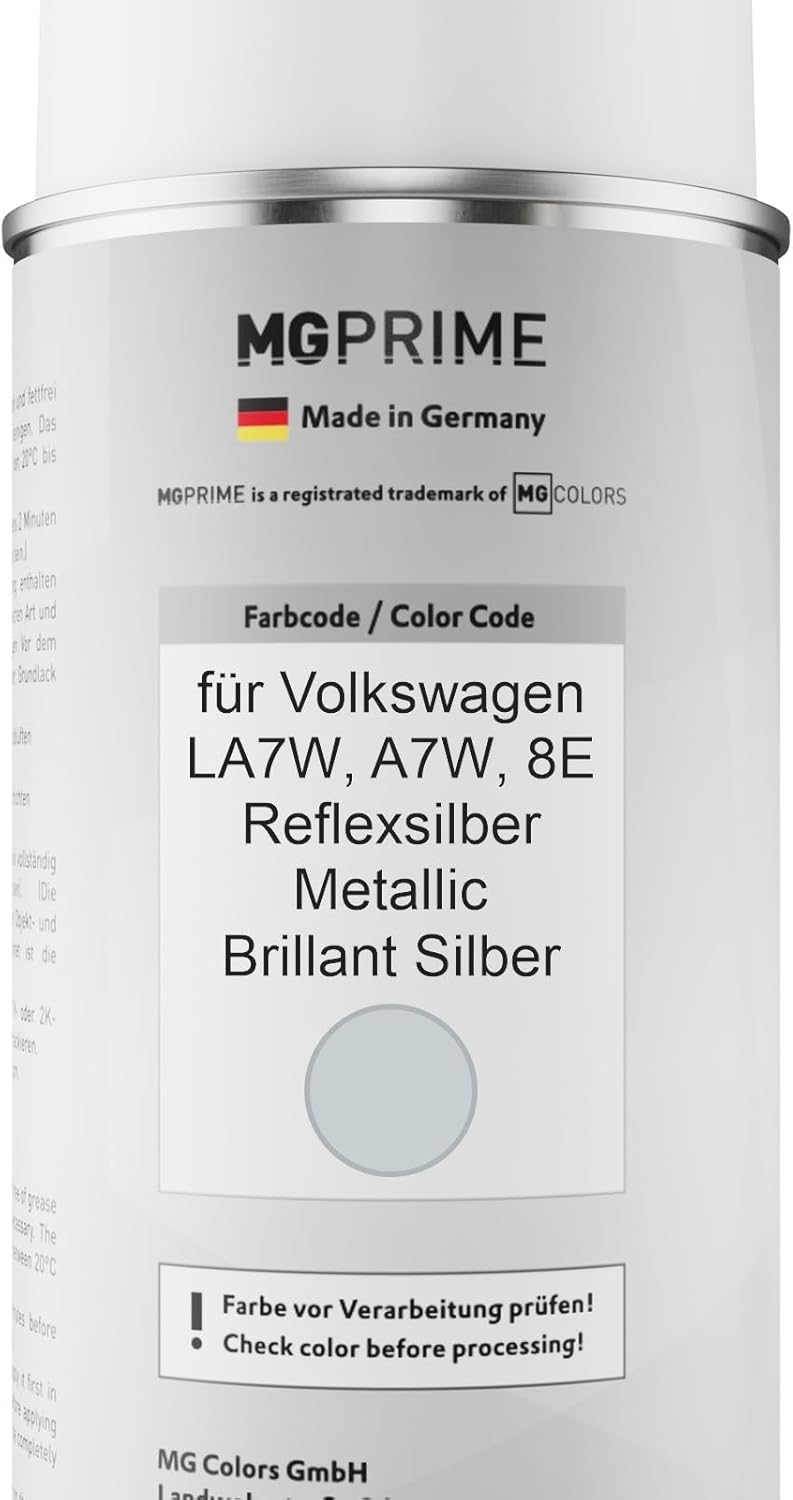 Autolack 2K Spraydosen Set für Volkswagen VW LA7W / 8E Reflexsilber Metallic/Brillant Silber Basisla
