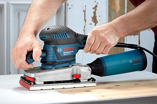 Bosch Professional Schwingschleifer GSS 280 AVE (350 Watt, Zusatzhandgriff, 3x Schleifblatt für Holz