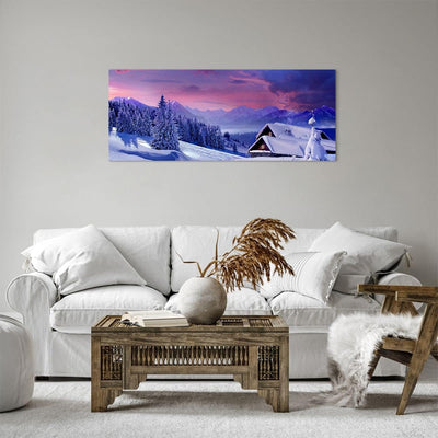 Panorama Bilder auf Leinwand 100x40cm Leinwandbild Winter Landschaft Frost Schnee Gross Wanddeko Bil