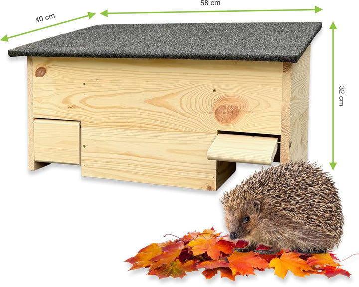 gartenetage Igelfutterhaus mit Zwei Eingängen und Rattenklappen/Igelhaus Winterfest mit Boden Katzen