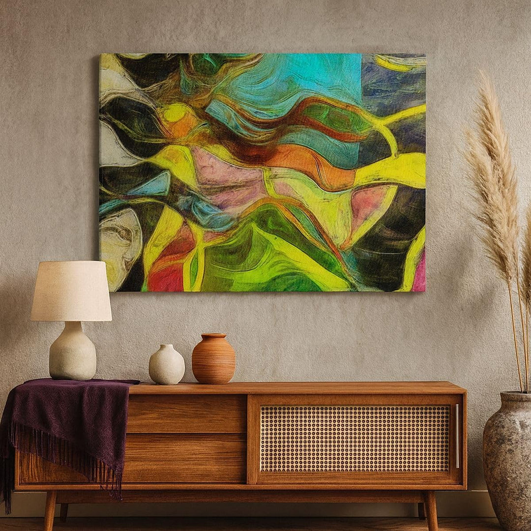 Bilder auf Leinwand 100x70cm Leinwandbild mit Rahmen Abstraktion modern Gross Wanddeko Bild Schlafzi