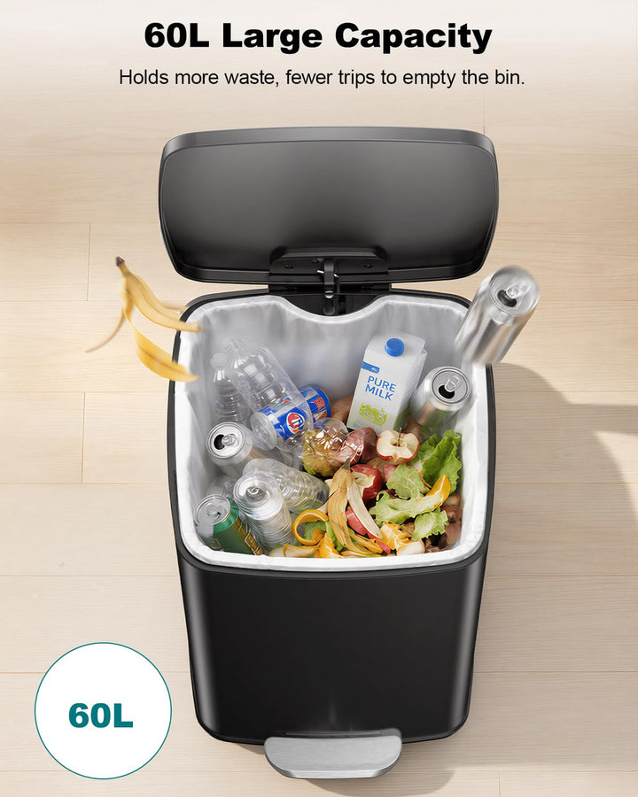 lovewind kitchen bin 20&amp;30L (Schwarz, 60L) Schwarz 60L, Schwarz 60L