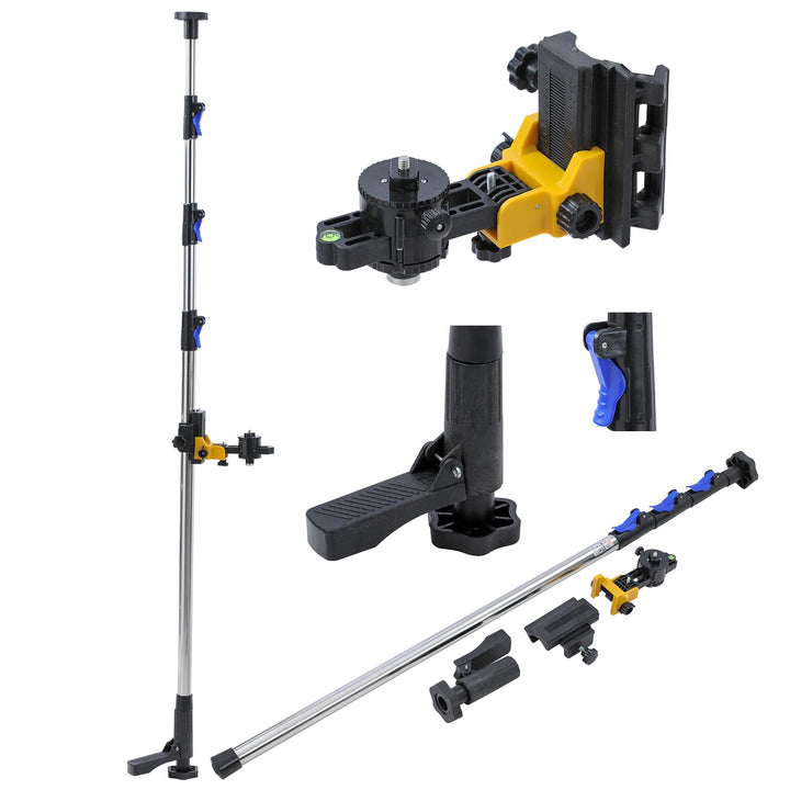 Laser-Wasserwaage mit Teleskopstange 3.7M, Edelstahl, Fussbedienung, Tasche 311579