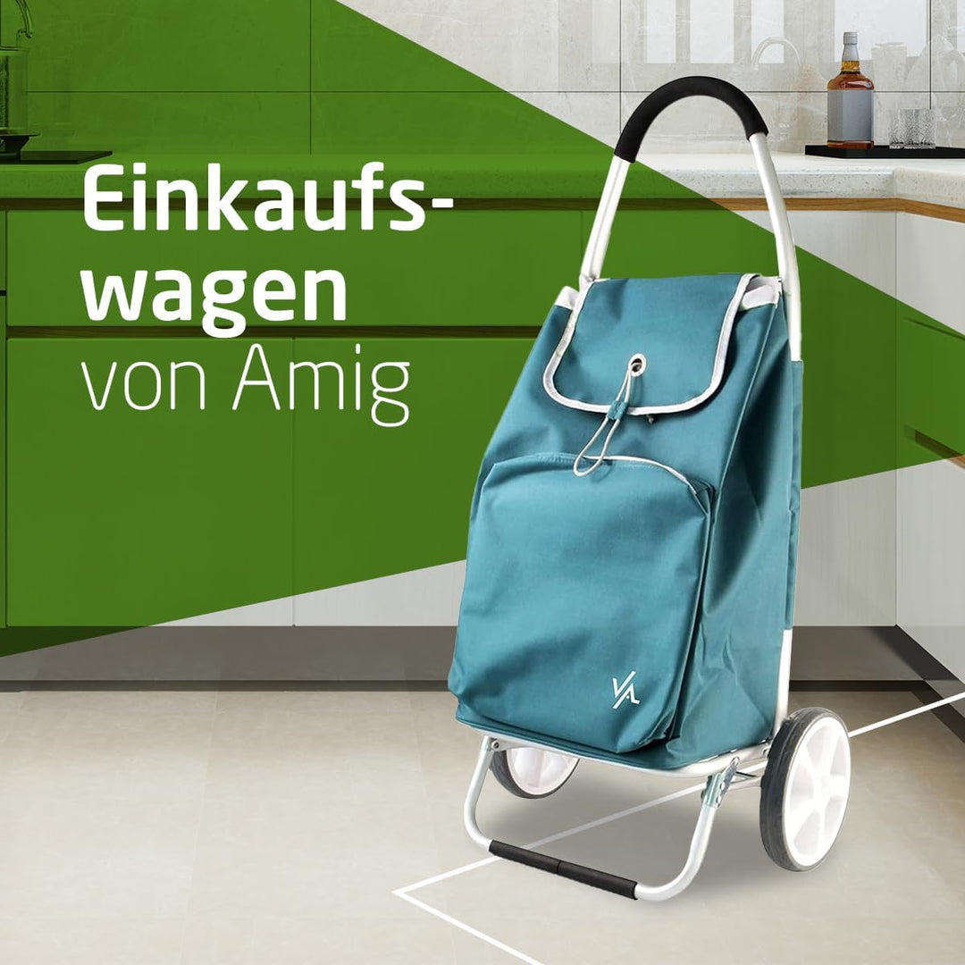 Amig - Einkaufstrolley | 12 x 45,5 x 95 cm | mit 2 Rädern | Thermofunktion | Fassungsvermögen 50 Lit