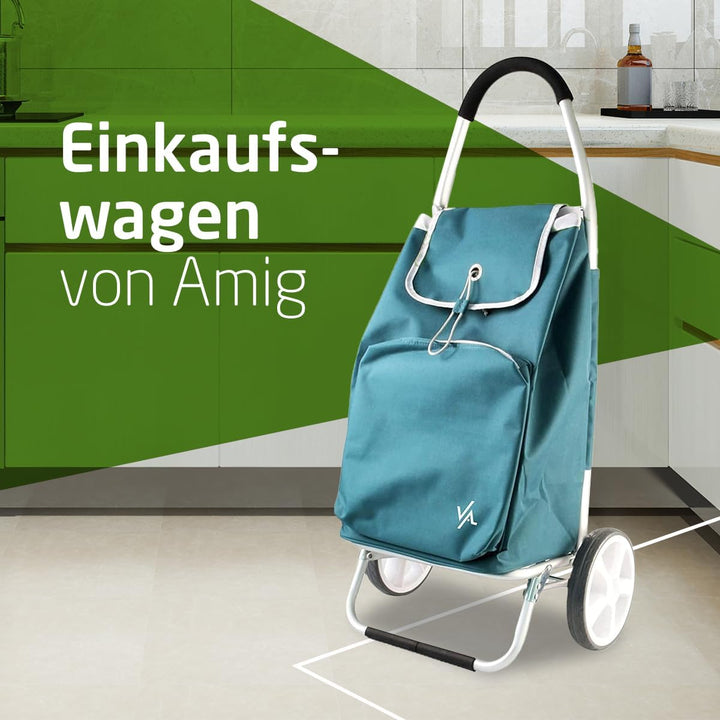 Amig - Einkaufstrolley | 12 x 45,5 x 95 cm | mit 2 Rädern | Thermofunktion | Fassungsvermögen 50 Lit