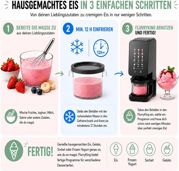 4Swiss Eismaschine Softeismaschine Ice Cream Maker Speiseeismaschine Eismaker für Slush Frozen Yogur