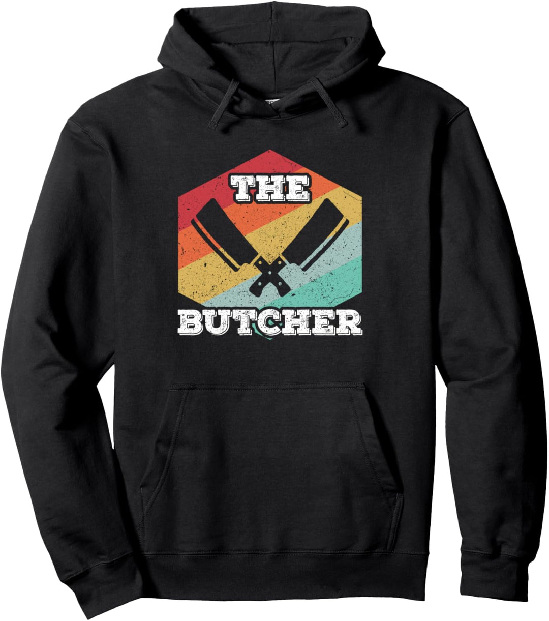 Retro The Butcher Gift Vintage Crossed Meat Cleavers Pullover Hoodie
