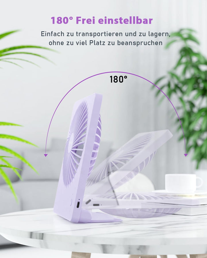 TriPole Tischventilator Leise, 2000mAh Ladefähige USB Ventilatoren Ausführen Bis zu 4-16 Std, 3 Gesc