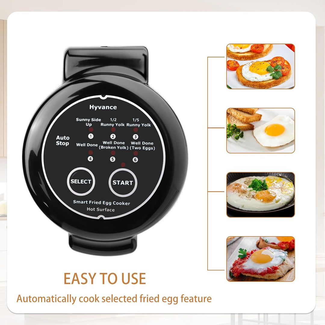 Hyvance Smart Fried Egg Cooker for 6 Fried Egg Features including Sunny Side Up, Over Easy, Fully Co