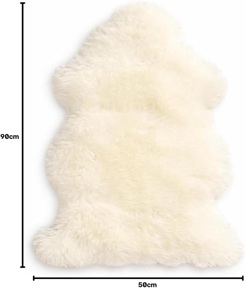 Cakla Lammfell Echt 100-110 cm - Schaffell Echt Gross - Fellteppich Weiss - Weich und Flauschig - Fe