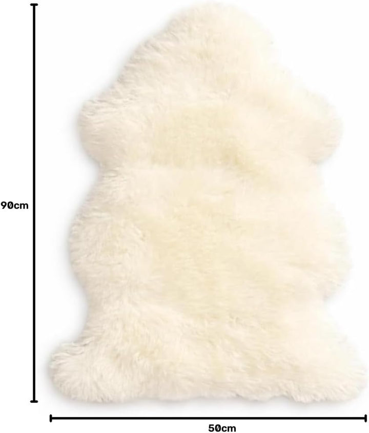 Cakla Lammfell Echt 100-110 cm - Schaffell Echt Gross - Fellteppich Weiss - Weich und Flauschig - Fe