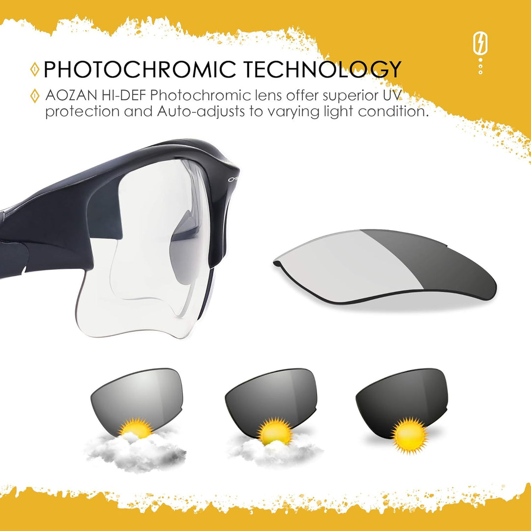 AOZAN ANSI Z87.1 Ersatzgläser kompatibel mit Oakley Flak Jacket OO9008 Sonnenbrille Hochauflösendes