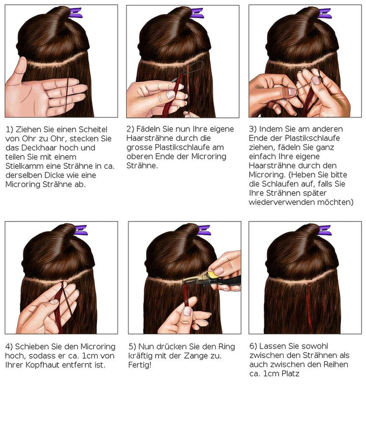 hair2heart Premium Microring Extensions Echthaar glatt - 100 Strähnen 1g 60cm 8/01 hellblond natur-a