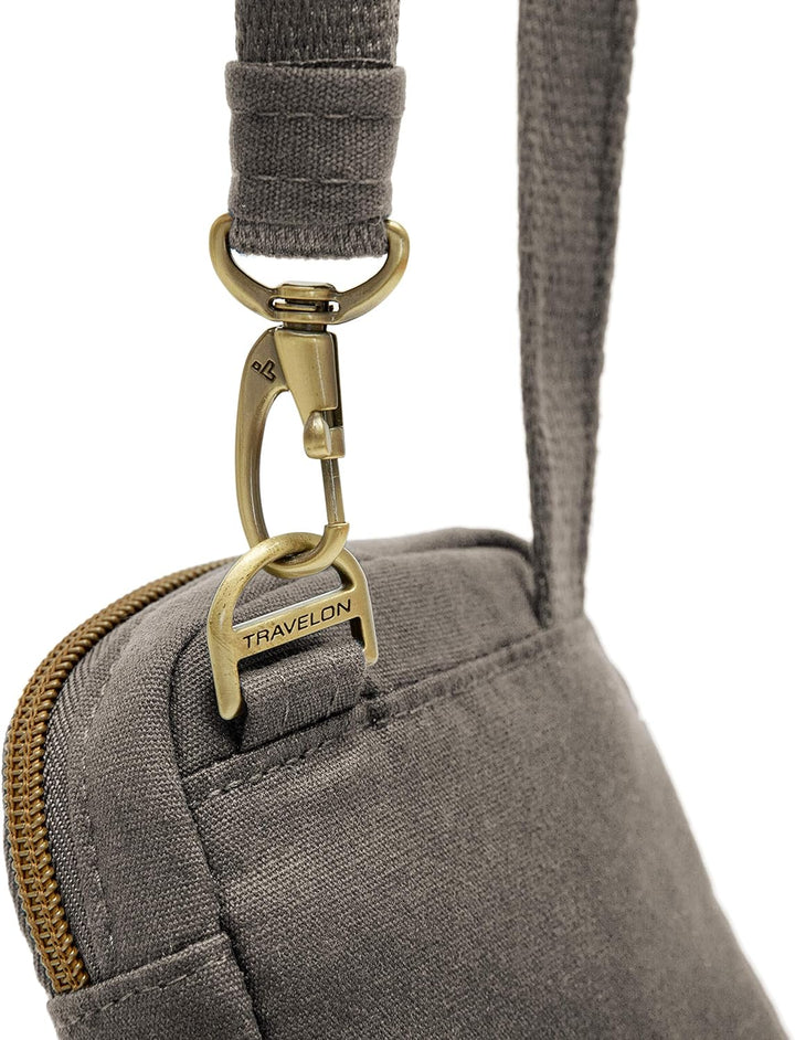 Travelon Unisex Anti-theft Courier Mini Crossbody Umhängetasche Einheitsgrösse Grau - Stone Gray, Ei