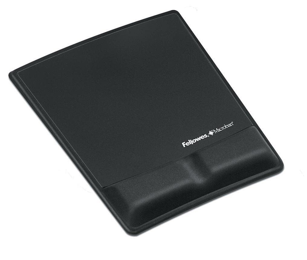Fellowes Health-V Stoff Handgelenkauflage mit Mauspad schwarz 9181201, Mouse pad Schwarz Auflage für