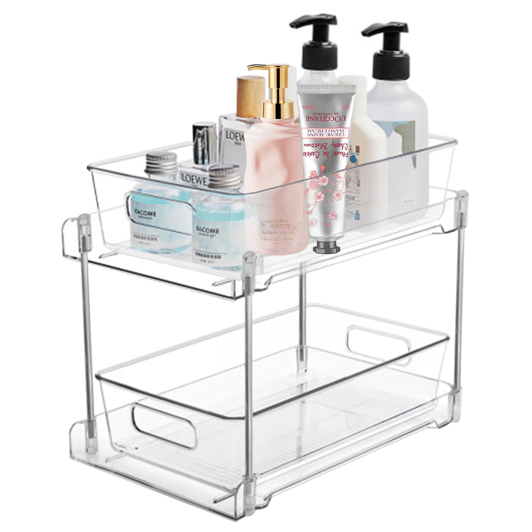 Schrank-Organizer mit Schiebeschubladenregal, transparenter Küchenschrank, Kosmetikunterschrank Orga