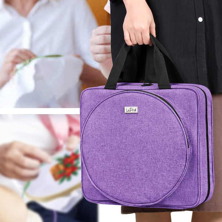 LoDrid Stickprojekttasche, Quadratische Stickzubehör Aufbewahrungstasche, Tragbare Basteltasche für
