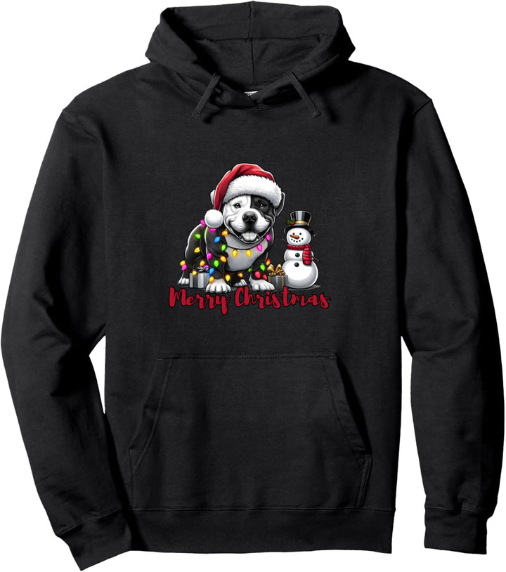 Süsser Merry Christmas Bully Hund Pitbull Terrier Pullover Hoodie