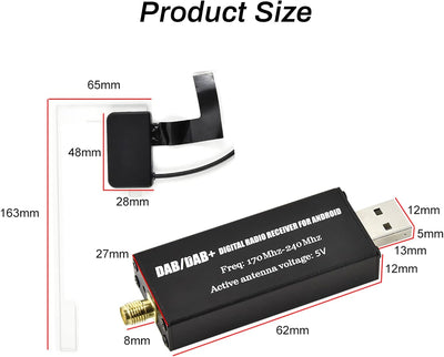 Hodozzy DAB/DAB+ Digital Adapter Tragbarer DAB+ Radio Tuner Empfänger,DAB/DAB+ USB 2.0 Dongle,Digita