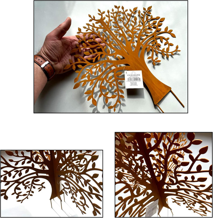 LB H&F Gartenstecker LEBENSBAUM 2tlg. 3D Baum 40x38cm zum stecken Gartendeko Deko Dekoration aus 2 S